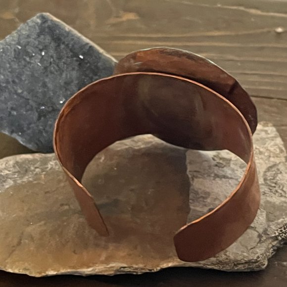 Vintage Boho Copper & Black Onyx Cuff Bracelet - Picture 3 of 7